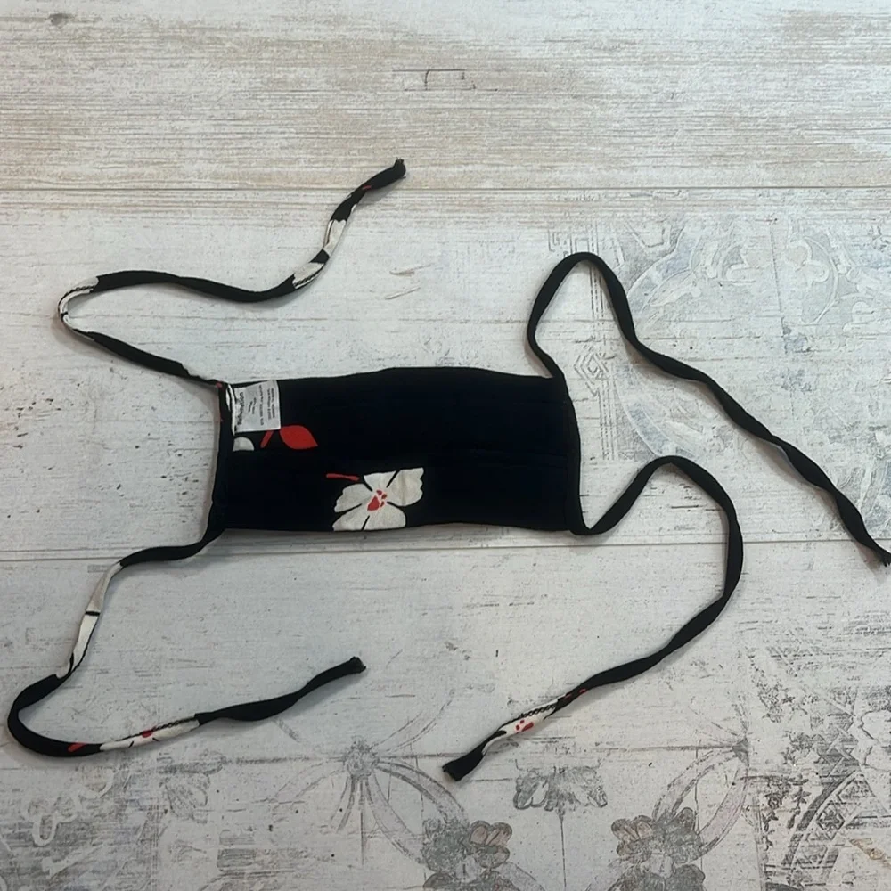 Reformation Black White Red Floral Face Mask